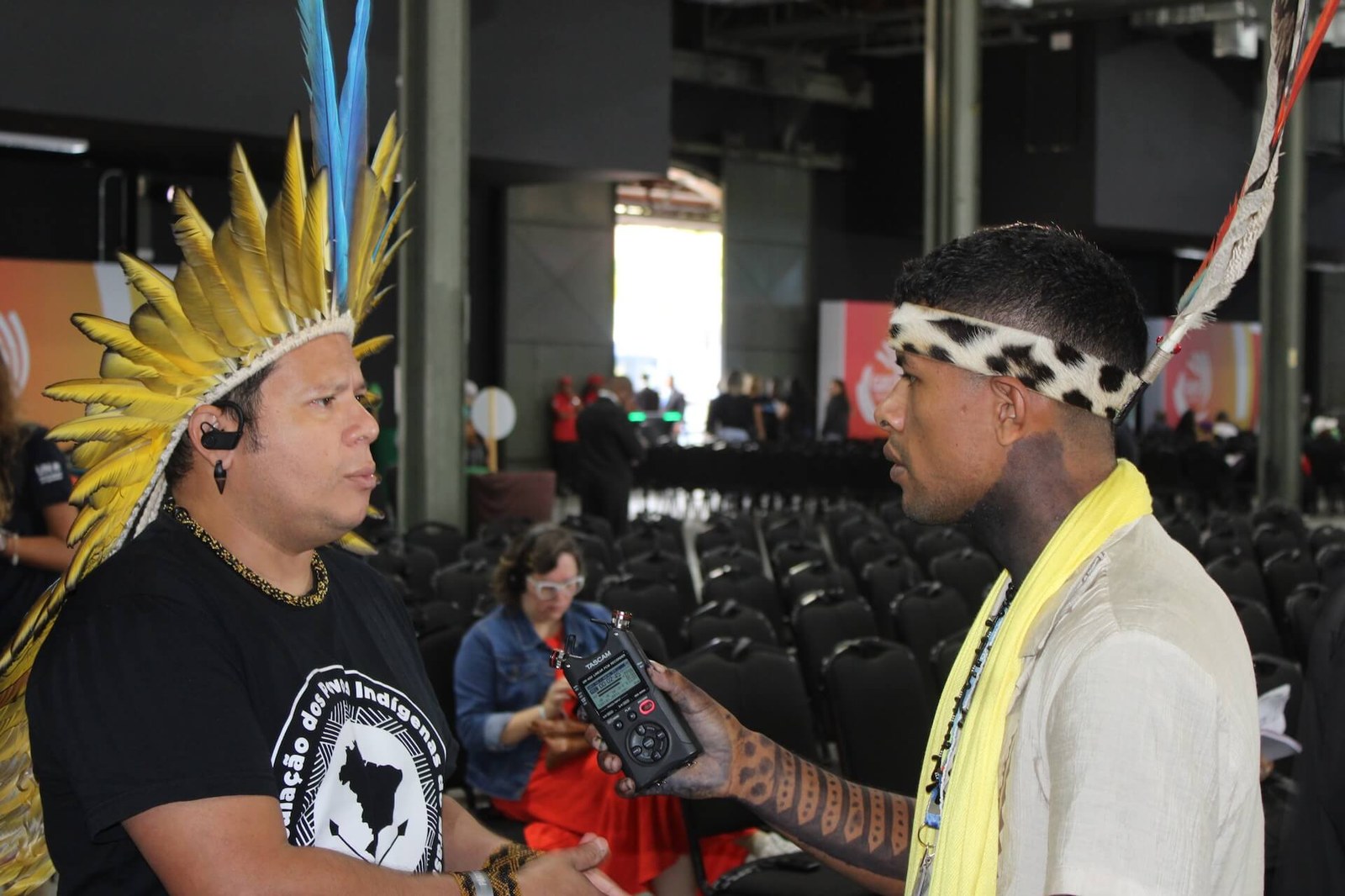 APIB general coordinator Kleber Karipuna reinforced the audience's request that environmental justice start with what we face on our lands. Photo | Unilson Mangini